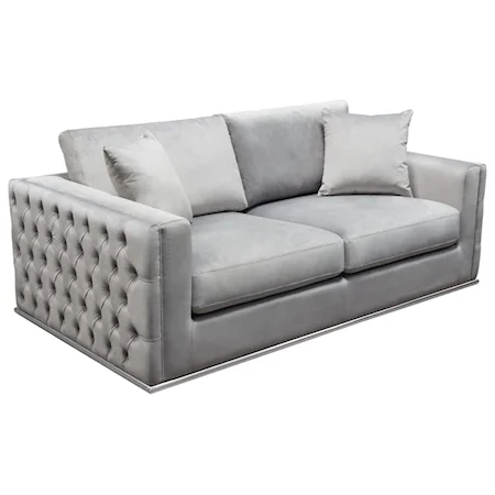 Glam Tufted Loveseat with Metal Trim