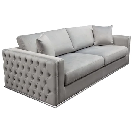 Glam Tufted Sofa with Metal Trim