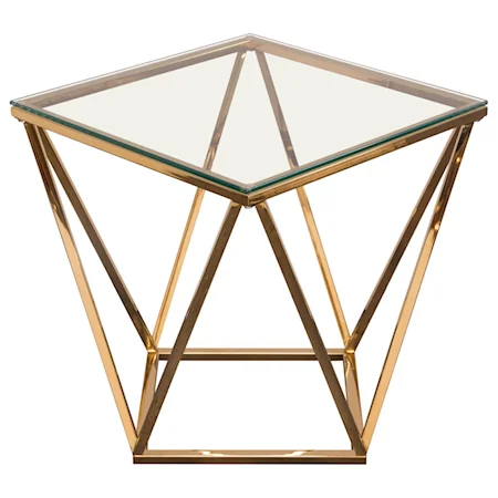 Modern End Table with Tempered Glass Top