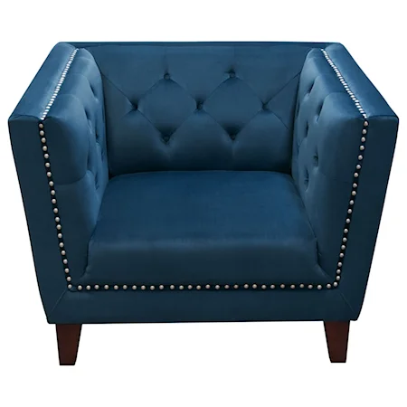 Tufted Back Chair with Nail Head Accent