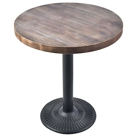 28" Round Bistro Table with Weathered Grey Top and Black Powder Coat Base