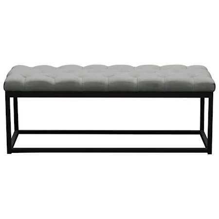 Black Powder Coat Metal Small Linen Tufted Bench