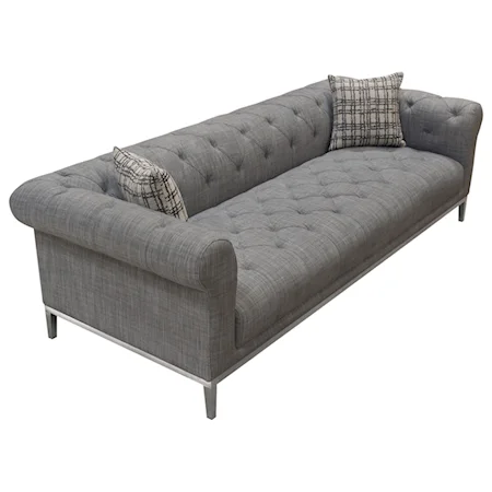 Chesterfield Style Tufted Sofa with Stainless Steel Legs