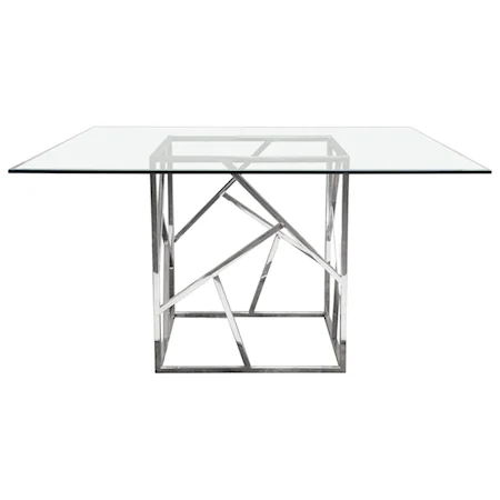 Contemporary 54" Dining Table with Clear Tempered Glass Top