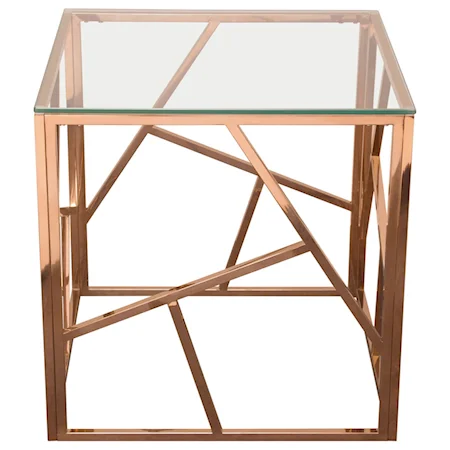 Square End Table with Clear Tempered Glass Top