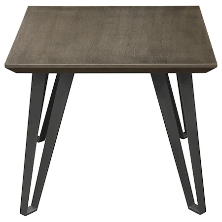 Square End Table with Iron Legs