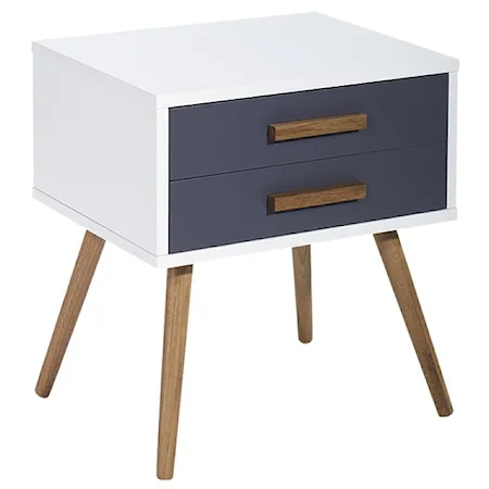 2-Drawer Accent Table with Oak Legs