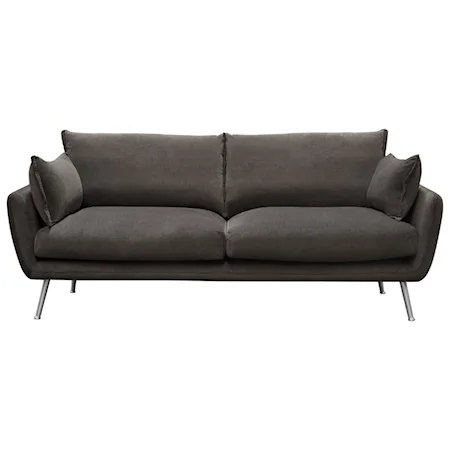 Contemporary Sofa with Brushed Silver Leg