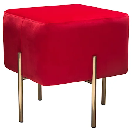 Square Accent Ottoman with Polished Stainless Steel Base