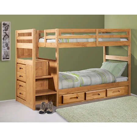 Stair Stepper Twin Over Twin Bunk Bed