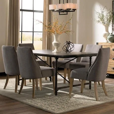 Bluestone Table and Grey Upholstered Chair Set
