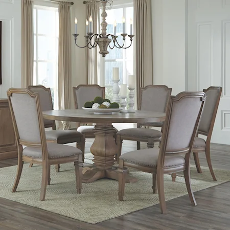 Round Table with Pedestal and Chair Set