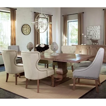 Rectangular Table and Upholstered Chair Set