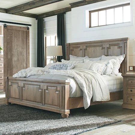 Panel California King Bed with Column Design