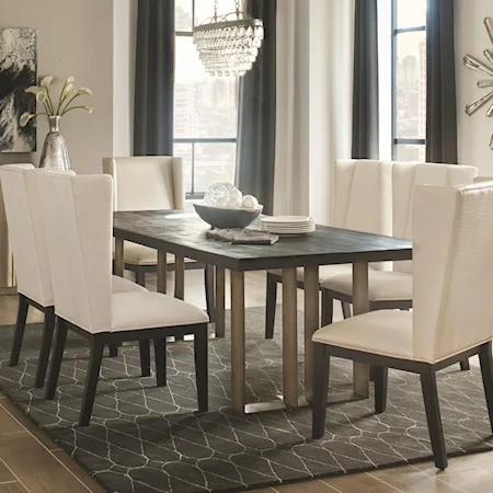 Modern Dining Table with Bronze Base