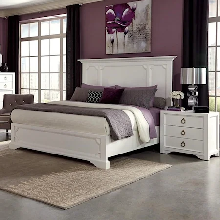 White King Panel Bed with Crown Moulding