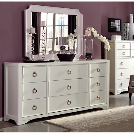 White Dresser and Mirror Set