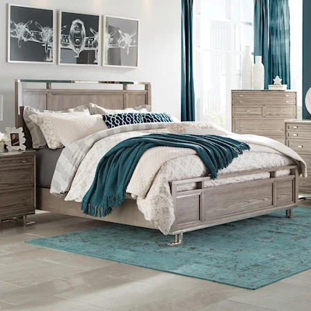 King Panel Bed with Chome Accents