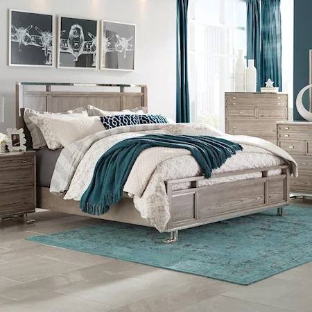 California King Bed with Chrome Accents