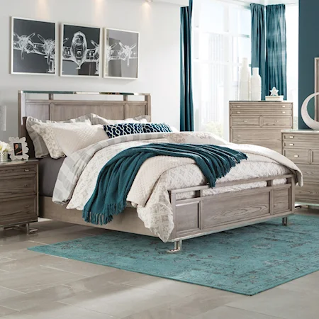 Queen Panel bed with Chrome Accents