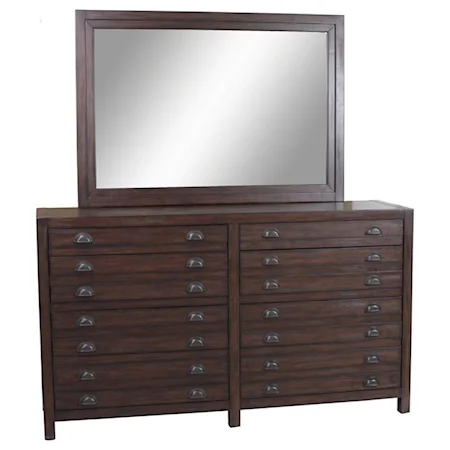 Eight Drawer Dresser and Mirror Set