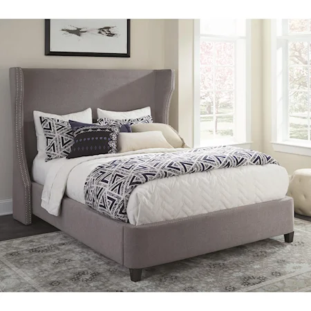 Upholstered Queen Wing Bed