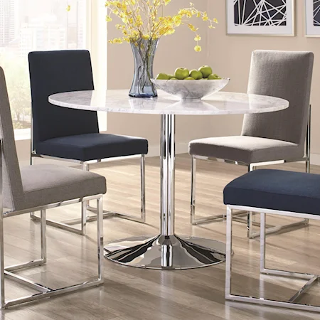 Modern Dining Table with Round Carrara Marble Top