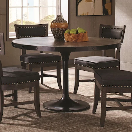 Rustic Dining Table with Nailhead Banding