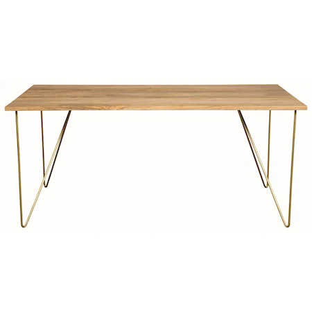 Contemporary Dining Table with Angled Brass Legs