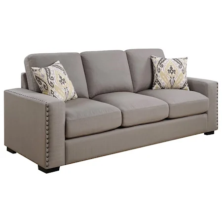 Sofa with Nailhead Trim and Wide Track Arms