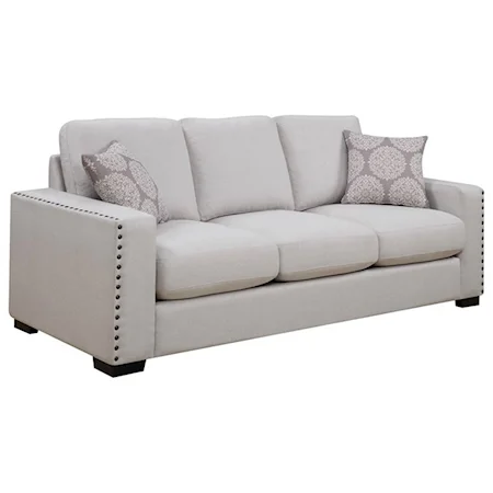 Sofa with Nailhead Trim and Wide Track Arms