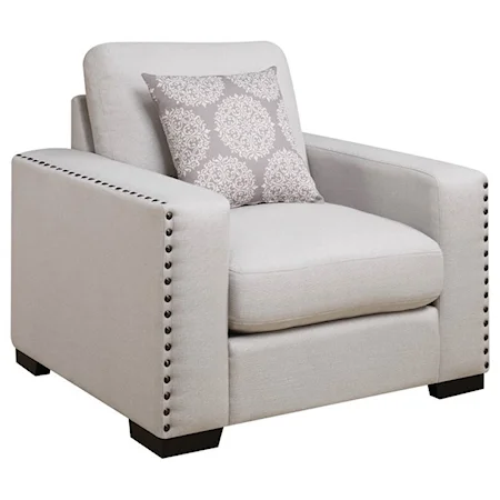 Upholstered Chair with Nailhead Trim and Wide Track Arms