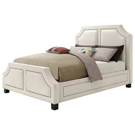 Upholstered King Bed with Nailhead Trim