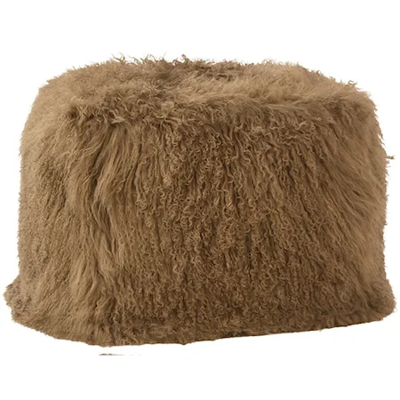 Mohair Light Brown Pouf