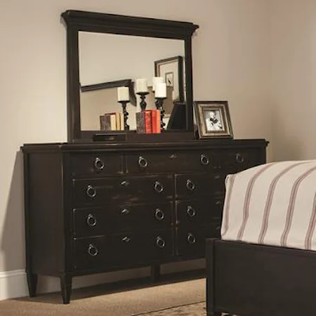 Drawer Dresser with Vertical Mirror