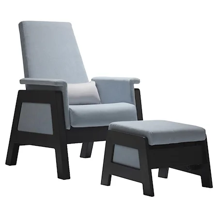 Modern Accent Glider Chair and Ottoman Set with Soft Padding and Unique Style