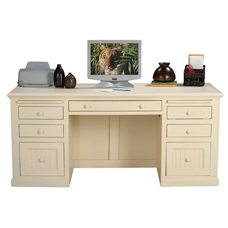 Double Pedestal Desk with File Drawers