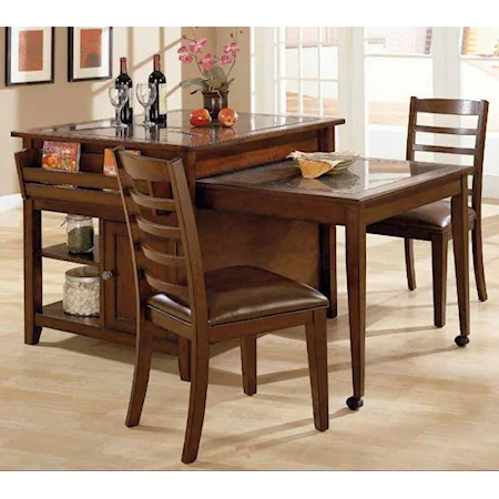 Pull Out Island Table & Dining Side Chairs Set