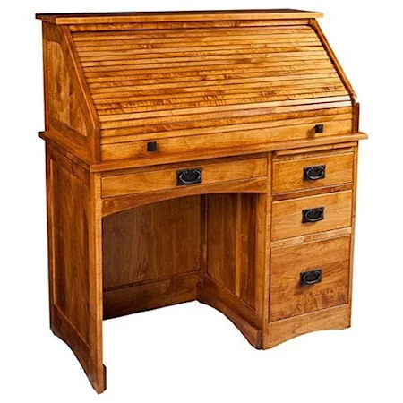 Mission Single Pedestal Rolltop Desk