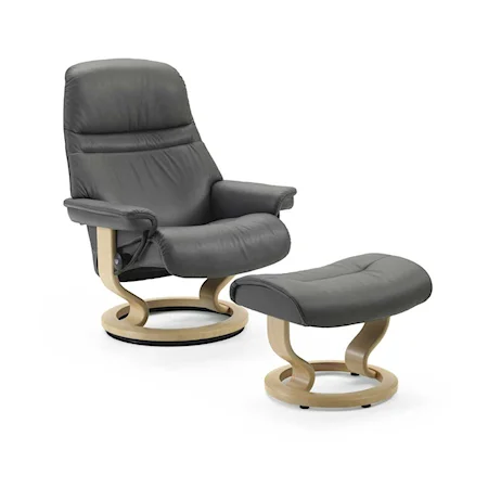 Medium Reclining Chair & Ottoman with Classic Base