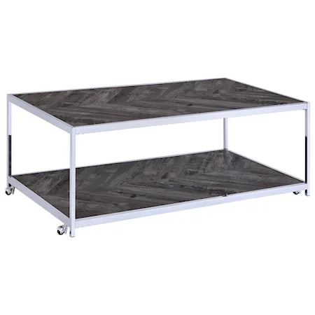 Contemporary Rectangle Coffee Table with Casters