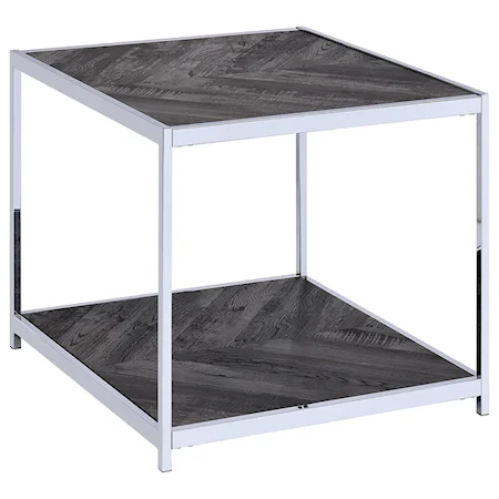 Contemporary Square End Table with Metal Frame