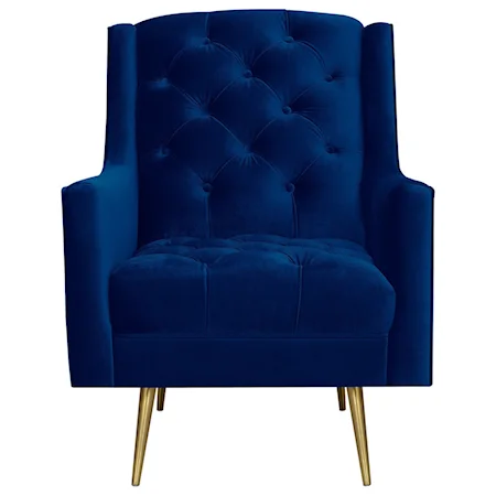 Contemporary Button Tufted Accent Chair with Gold Legs