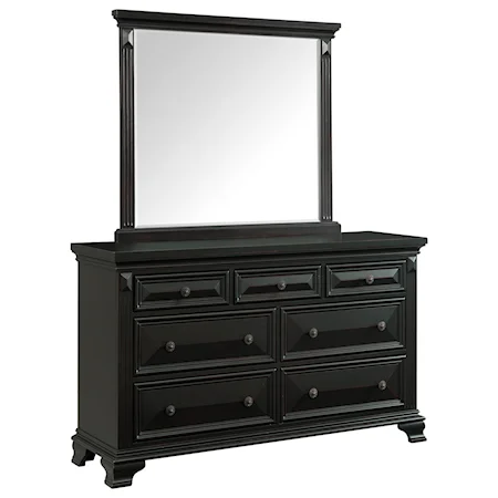 Traditional Dresser and Mirror Set