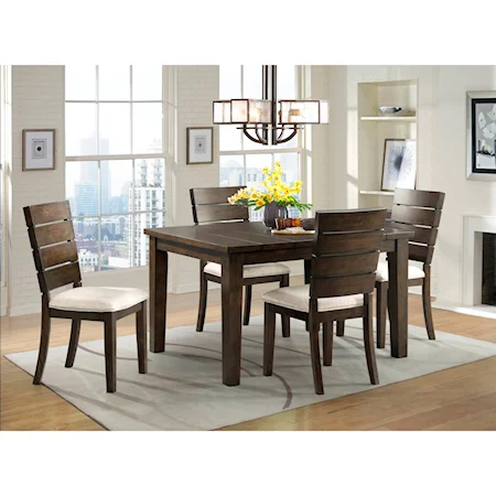 Transitional Dining Set with 4 Chairs