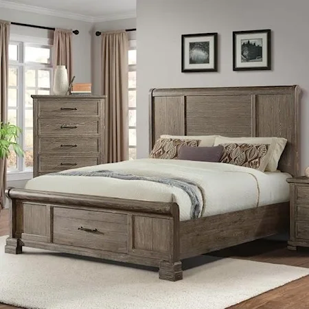 Transitional King Headboard and Footboard Bed