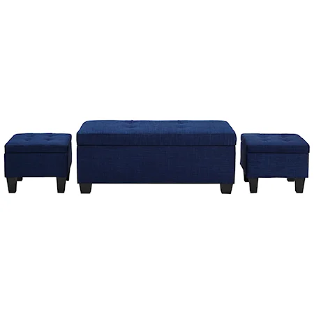 Contemporary 3-Pack Storage Ottoman