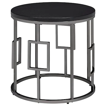 Round End Table with Metal Base