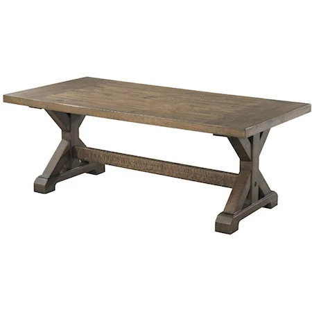 Rustic Coffee Table with Trestle Base