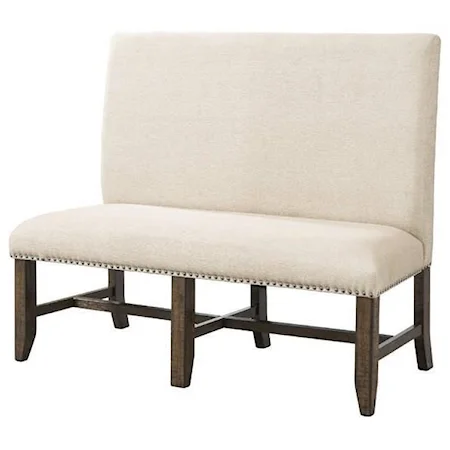 Fabric Back Bench with Nailhead Trim
